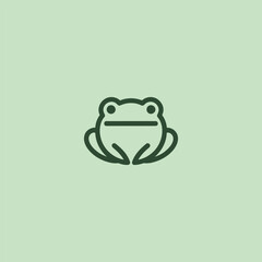 Frog logo in simple and minimalist line art style.