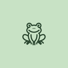 Frog logo in simple and minimalist line art style.