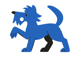 Dogs illustration, colorful minimalist style, mid-century modern, childlike shapes, whimsical character design, no outlines, solid colors, stylized proportions