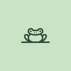 Frog logo in simple and minimalist line art style.