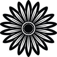 Elegant Black and White Daisy Flower Illustration Simple Floral Design