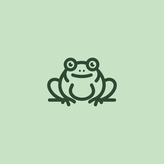 Frog logo in simple and minimalist line art style.