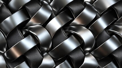 A 3D-rendered geometric tessellation pattern with metallic reflections.