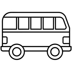 Simple line drawing of a classic passenger van or minibus side view