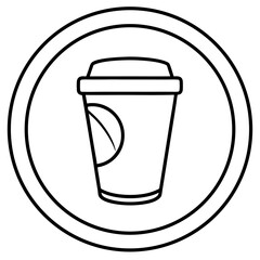 Simple line art illustration of a disposable coffee cup