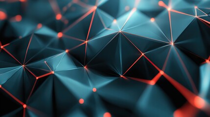 A futuristic digital wallpaper with a dynamic geometric pattern and neon highlights.