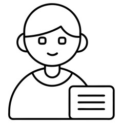 Simple line drawing of a person holding a document