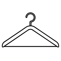 Wooden clothes hanger illustration simple line drawing