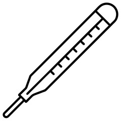 Classic glass thermometer medical illustration line art