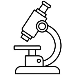 Simple line drawing of a classic microscope for science education