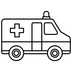 Simple line drawing of an ambulance for medical illustrations