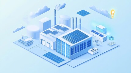 A smart factory powered by renewable energy and IoT-based automation.