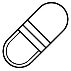 Simple line drawing of a capsule pill medicine icon