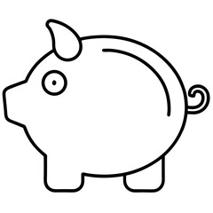 Simple line drawing of a piggy bank for savings and finance