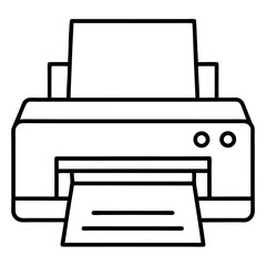 Simple line drawing of a printer icon for office and technology designs