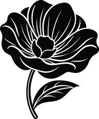 Elegant Black and White Floral Silhouette A Stunning Botanical Illustration