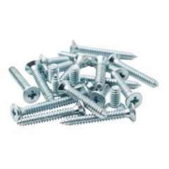 Assorted silver screws on black background for construction and diy projects
