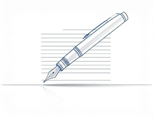 Elegant Fountain Pen poised above lined paper ready to write Perfect for stationery office supplies and writing concepts
