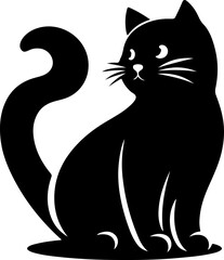 Cute Black Cat Silhouette Vector Graphic
