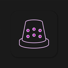 Filled outline Thimble for sewing icon isolated on black background. Flat filled outline style with shadow. Vector