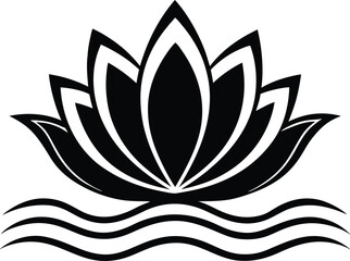 Serene Water Lily Elegant Black and White Lotus Flower Design