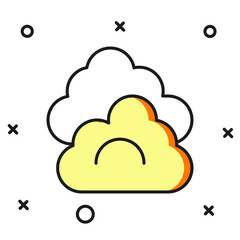 Filled outline Cloud icon isolated on white background. Flat filled outline style with shadow. Vector