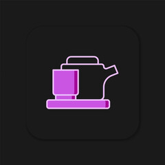 Filled outline Traditional tea ceremony icon isolated on black background. Teapot with cup. Flat filled outline style with shadow. Vector