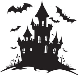 halloween castle vector illustration