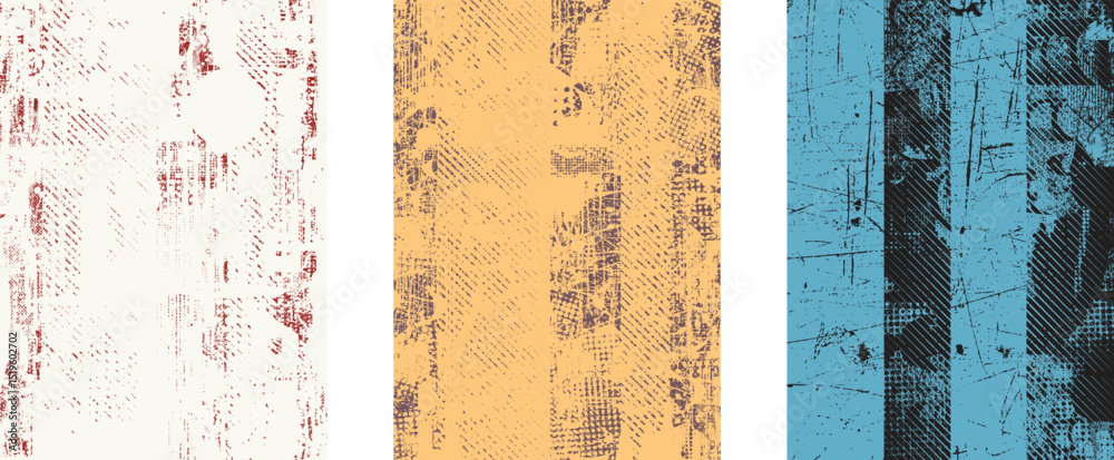 Poster Glitch distorted geometric shape . Noise destroyed logo . Trendy defect error shapes . Glitched frame .Grunge textured . Distressed effect .Vector shapes with a halftone dots screen print texture.
