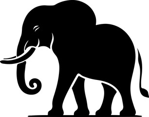 Elegant Black and White Silhouette of an Elephant