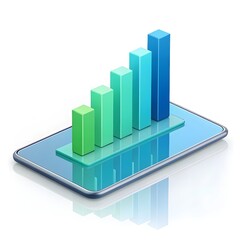 3D Bar Chart on Smartphone - Business Growth and Data Visualization