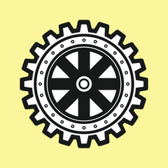 Obraz premium Industrial Gear Wheel Vector Icon