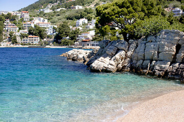 Punta Rata beach in Brela Makarska Riviera in Croatia on a sunny summer day