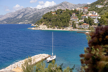 Punta Rata beach in Brela Makarska Riviera in Croatia on a sunny summer day