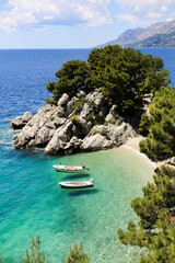 Punta Rata beach in Brela Makarska Riviera in Croatia on a sunny summer day