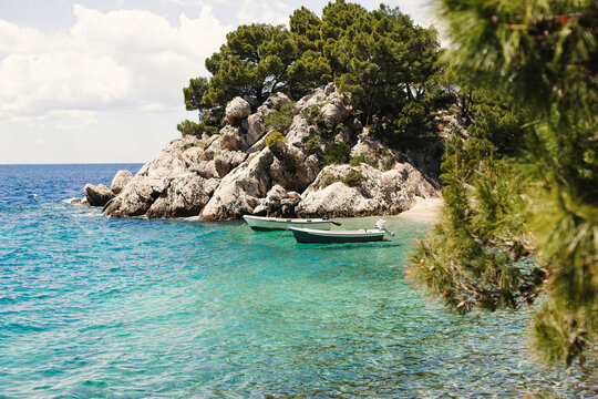 Punta Rata beach in Brela Makarska Riviera in Croatia on a sunny summer day