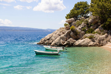 Punta Rata beach in Brela Makarska Riviera in Croatia on a sunny summer day