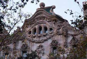 Interesting Art Nouveau Architecture Buildings facade in Barcelona, Spain. (Arquitectura modernista).
These fancy buildings date for the most from the early XXth century.

