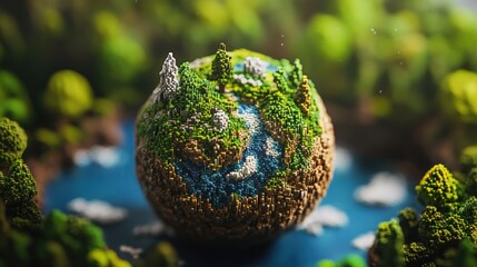 Earth Sphere with Forest and Water