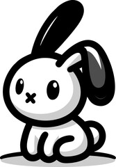 minimalist cartoon bunny vector Illustration