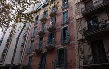 Interesting Art Nouveau Architecture Buildings facade in Barcelona, Spain. (Arquitectura modernista).
These fancy buildings date for the most from the early XXth century.
