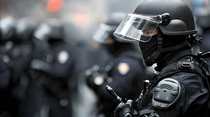 Police Officers In Riot Gear During Protest