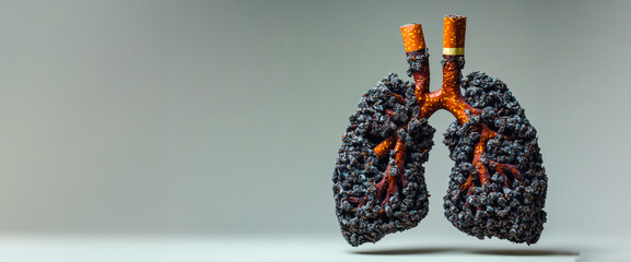 Human lungs, Lung Disease. Respiratory System Collapse. World No Tobacco Day concept