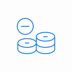 coins minus only icon sign vector