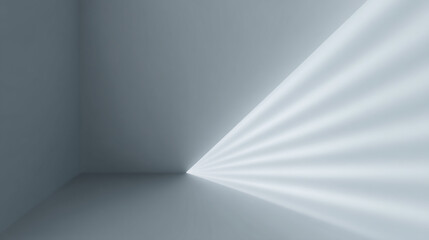 Naklejka premium A gray corner room with a light source creating radiant lines