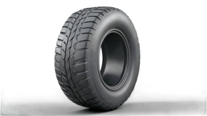 Close-up of a black tire against a dark background.