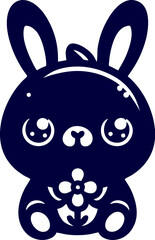 icon cute Bunny Cartoon Vector Illustration