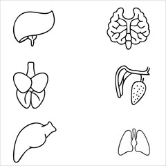Set of hand-drawn vector icons: seamless pattern of heart, flower, and fruit illustrations