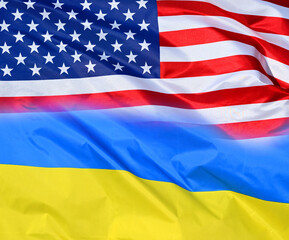 Obraz premium flags as a symbol of the relationship between Ukraine and the United States
