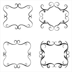 A vintage floral vector frame set with ornate swirl and scroll elements perfect for wedding card designs or retro illustrations